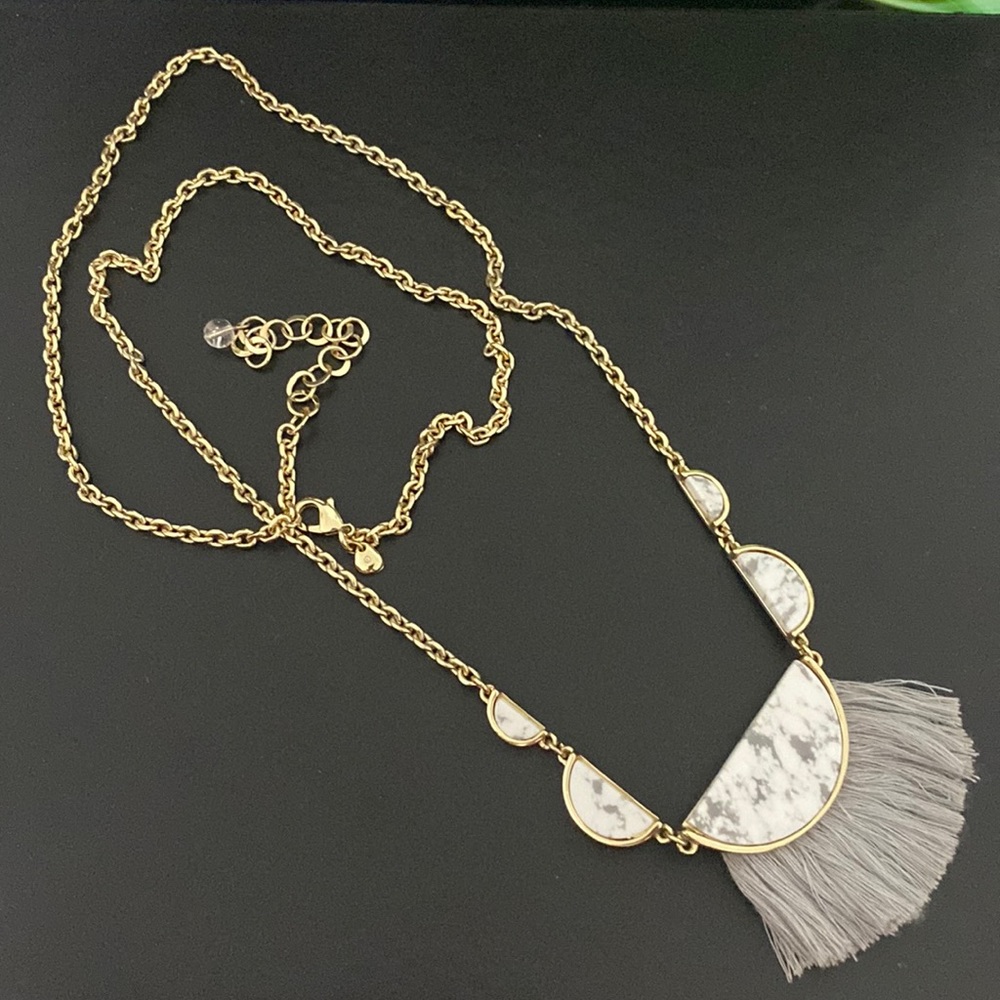 Capwell & Co Marbled Bead Tassel Necklace